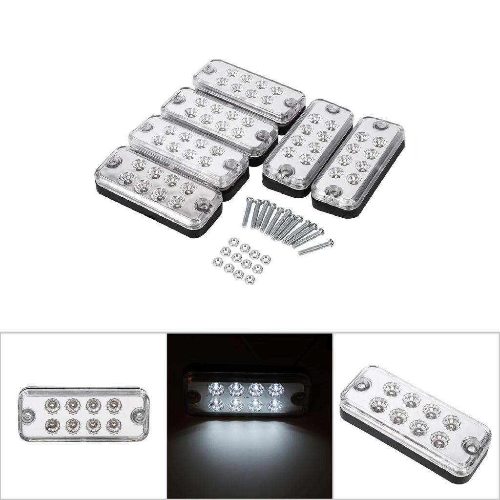 6pcs 8 LED Clearance Side Marker Light Indicator Lamp Truck Trailer Lorry White