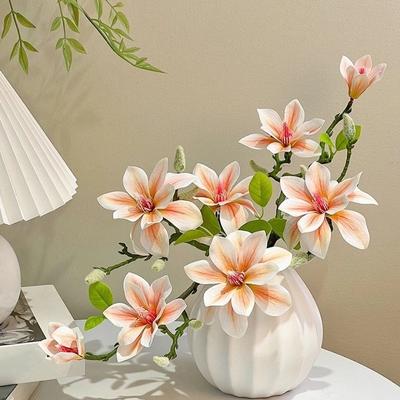 Real Touch Artificial Magnolia Flower Realistic Handmade Simulation Orchid Decorative New Chinese Artificial Plant