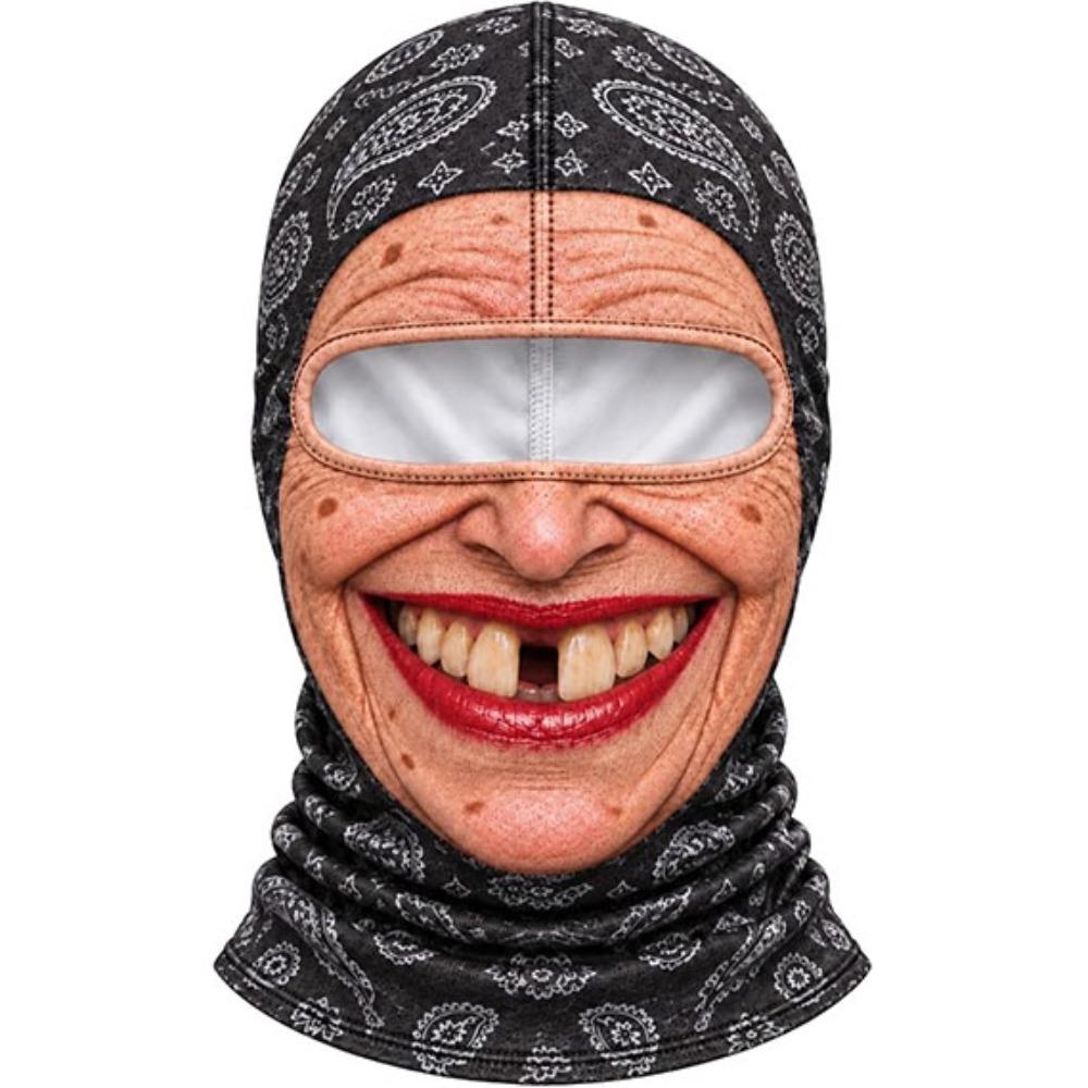 Missing Teeth Pattern Old Man Balaclava Face Mask 3D Face Printed Ski Mask Hood For Men Woman