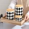 Black and White Checkered Ceramic Storage Tank, Sealed Tank, Suitable for Coffee, Nuts, Tea Boxes, Kitchen Storage Containers