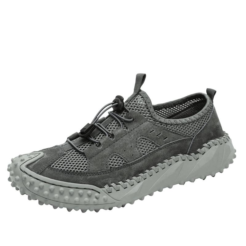

Новые летние дышащие сетчатые мужские туфли черного цвета, дизайнерский стиль, универсальные, модные, для пляжа, прогулок, путешествий, большие мужские туфли 38-46 46 серый