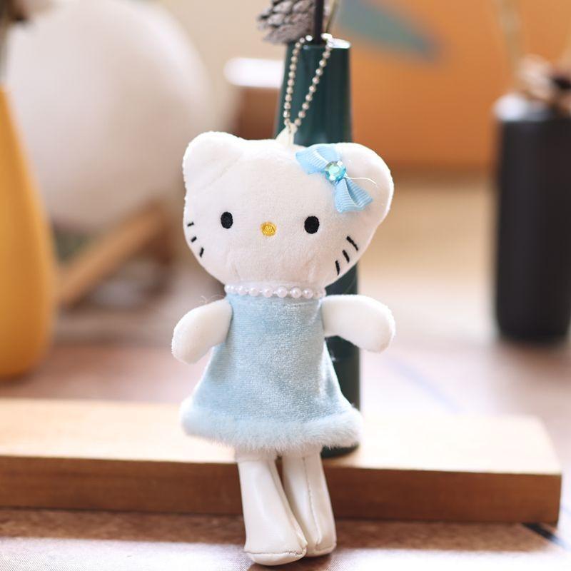 Keychain Plush Doll Wearing Dress And A Pearl Design Necklace