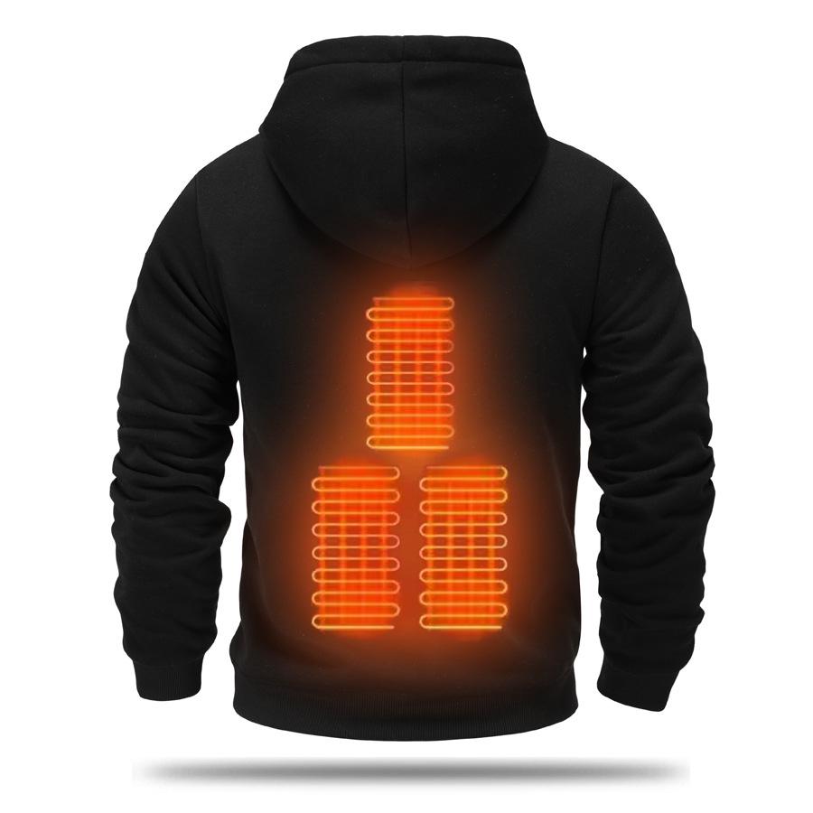 Men's Heated Plush Thick Hoodie - USB Electric, Warm Outdoor Casual Wear