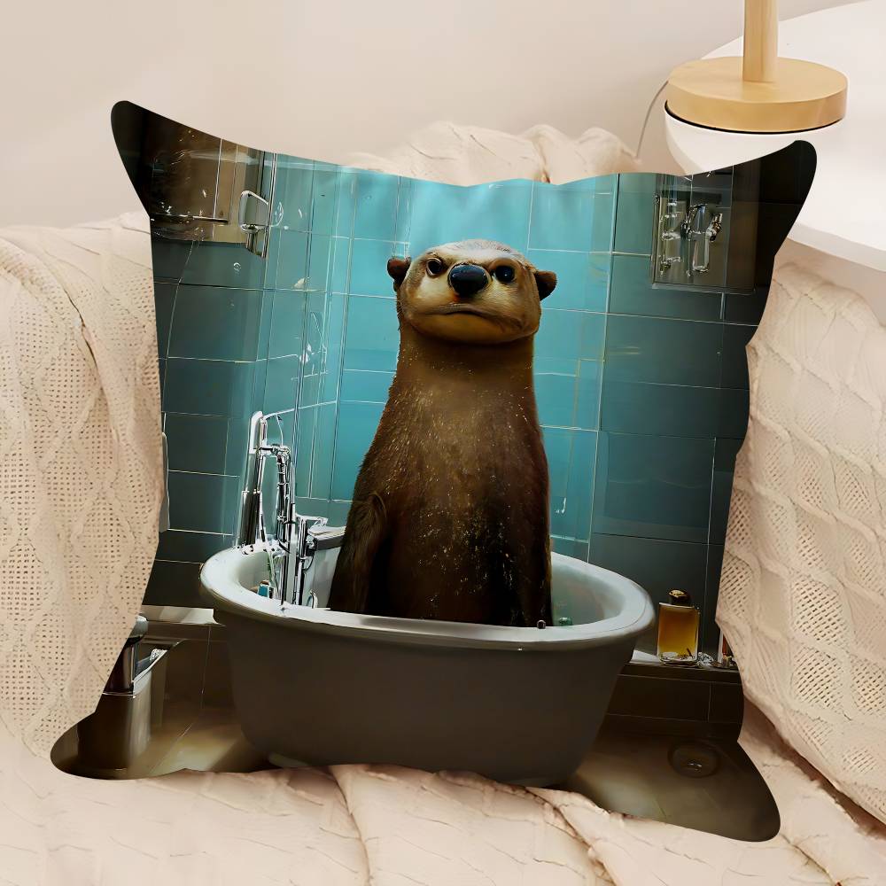 Funny Animals Bathroom Pillowcase Toon Gift Cushion Cover Bedroom Home Sofa Chair Seat Decor Pillow Case