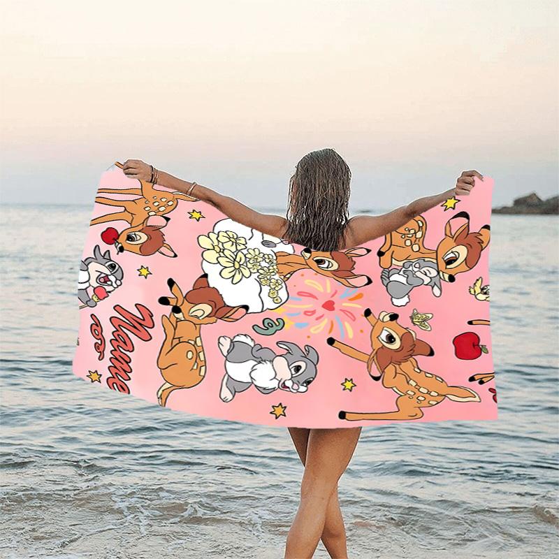1pc Bambi2 Beach Towel with Custom Name, Beach/Swimming/Bath/Picnic/Camping Towel, Suitable for Seaside Beaches
