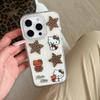Translucent Glitter Star Leopard Kitty Phone Case for iPhone 17/16 Pro Max/15/14