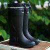 Men's Rain Boots Long Tube Water Shoes Non-slip Waterproof Safety Work Shoes Black Red Platform Cotton High-top Outer Wear
