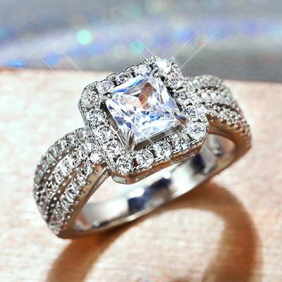 Neu Neu Frauen Verlobung Hochzeit Ringe Modernes Design Kreative Geschenk Ring Dazzling Zirkonia Mode Schmuck Zubehör