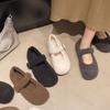 Woman Ballet Flats Fashion 2026 Round Toe Warm Plush Loafers Ladies Fluffy Mary Jane Shoes Comfortable Anti Slip Casual Shoes