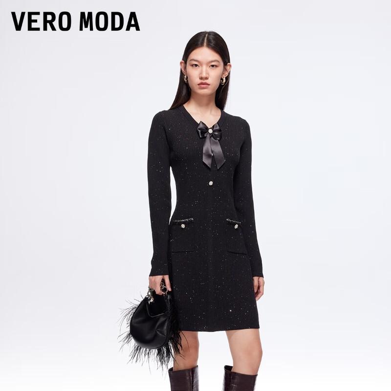 

VEROMODA 2025 Winter Chic Detachable Bow Short Dress L