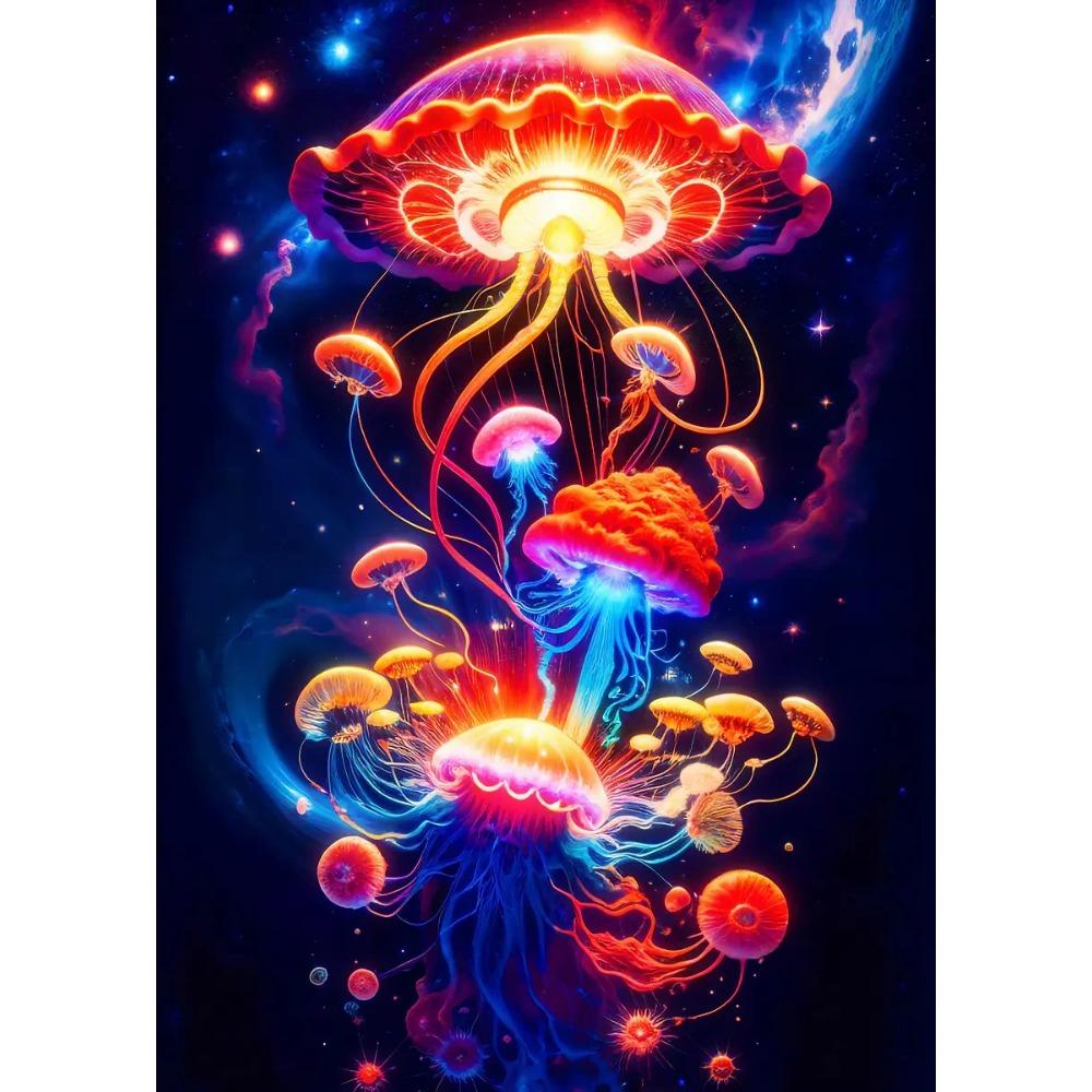 Colorful Abstract Space Composition Posters Planets Srtars Jellyfish Flowers Prints Canvas Wall Pictures Home Living Room Decor
