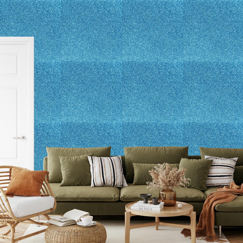 Blue, turquoise and azure glitter wallpaper for living room and bedroom 50x1000