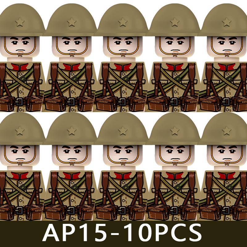 WW2 Military Soldier Figures Building Blocks Army Japanese Warrior Medical Nurse Officer Infantry Helmets UV Printed Bricks Toys