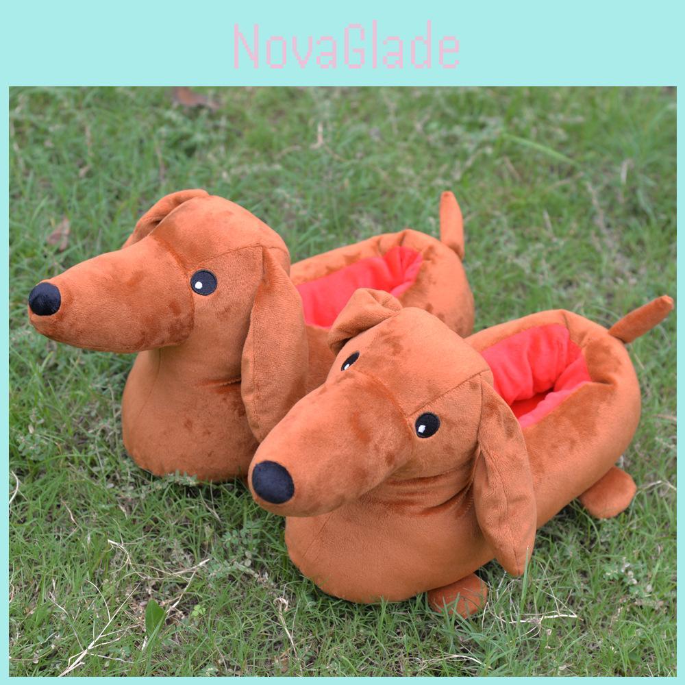 Pantofole Peluche Dachshund Carine Con Interno Caldo in Pile Ideali Per Tutti gli Adulti
