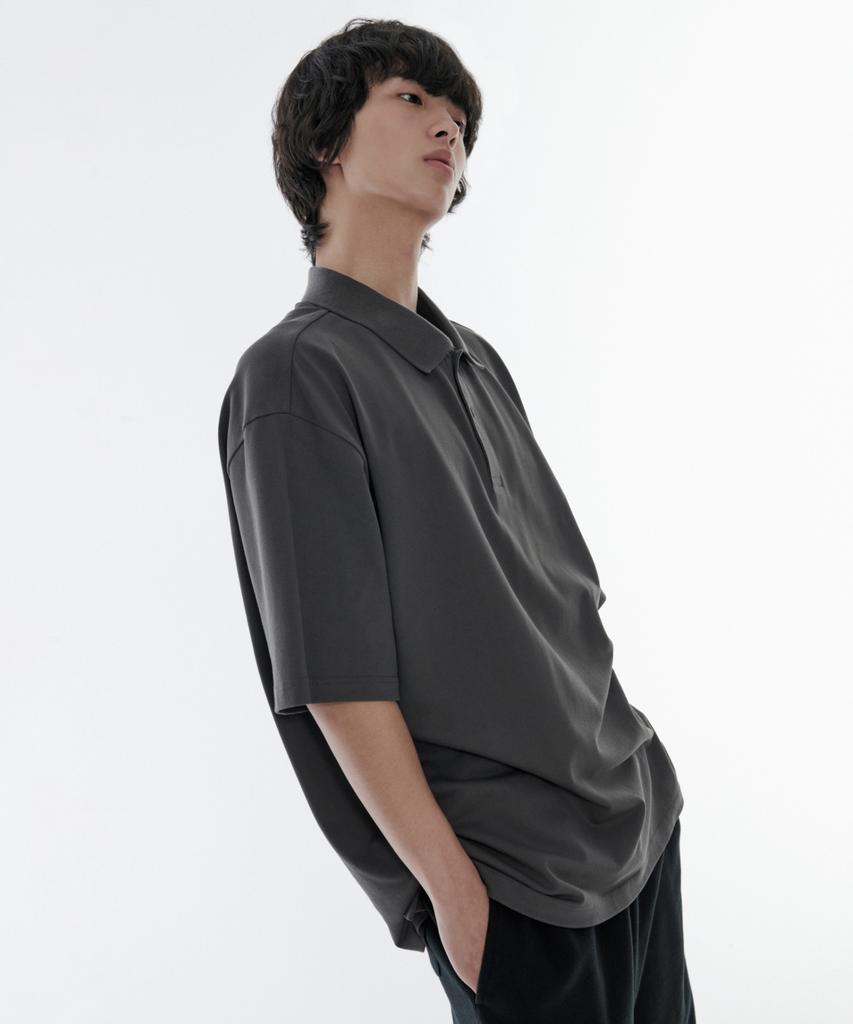 Musinsa Standard [Cooltandard] Oversized Pique Polo Shirt [Gunmetal]