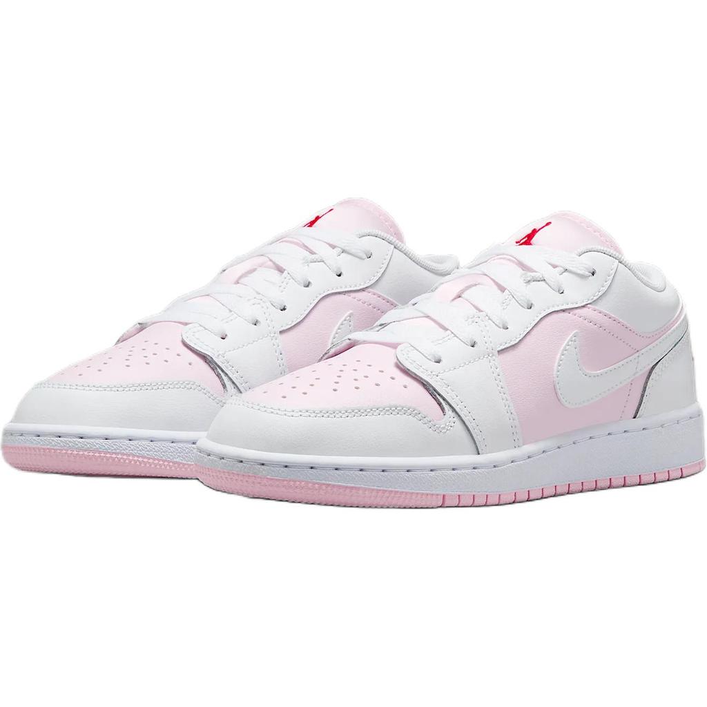 Air Jordan 1 Low GS Pink Foam Kids Sneakers Fire-Red White 553560-608