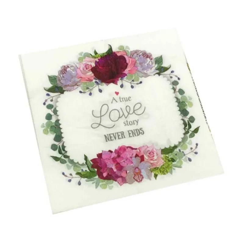 20pcs/Pac 33*33cm 2-Ply Disposable Party Napkin Wedding Pattern
