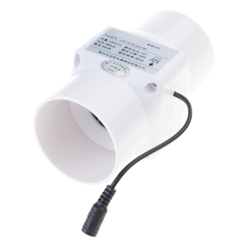 Hochleistungs 75mm Inline Rohrventilator 12V 10W Leiser Lüfter ABS Lüfter für Kleine Räume mit Hohem Luftdurchsatz