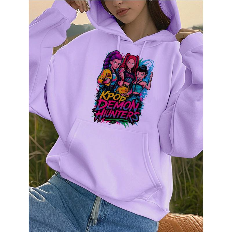 Kpop Demon Hunters Tiger Pocket Hoodies Manga Harajuku Hoody Hooded Women's Autumn Winter Sweatshirts Girls Pullovers Clothes