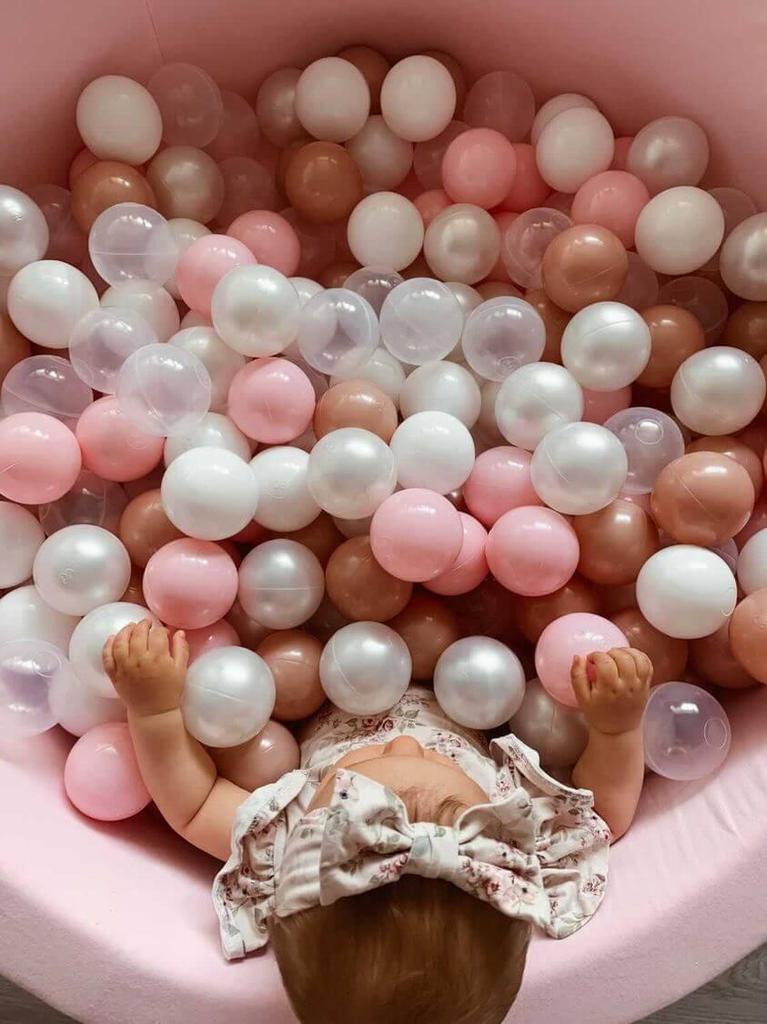 Dry pool 110x30cm powder pink with 400 balls: light pink, white, transparent, powder pink