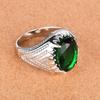 Vintage Emerald Ring for Men Sterling Silver Green Gemstone Bohemian Style Jewelry