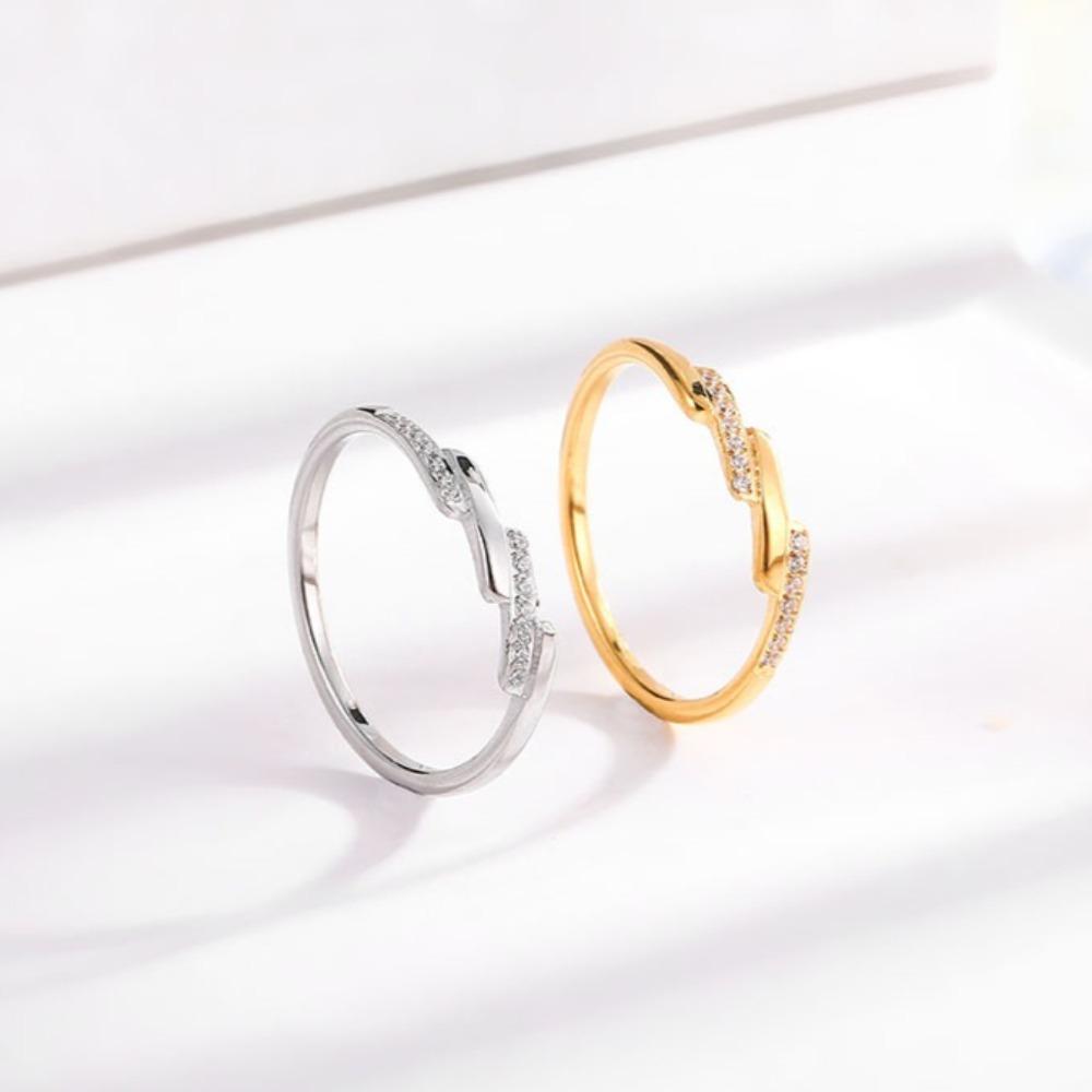 Titanium Steel Ring for Women with Diagonal Micro Pave Diamonds Elegant Couple Rings Trendy Accessories