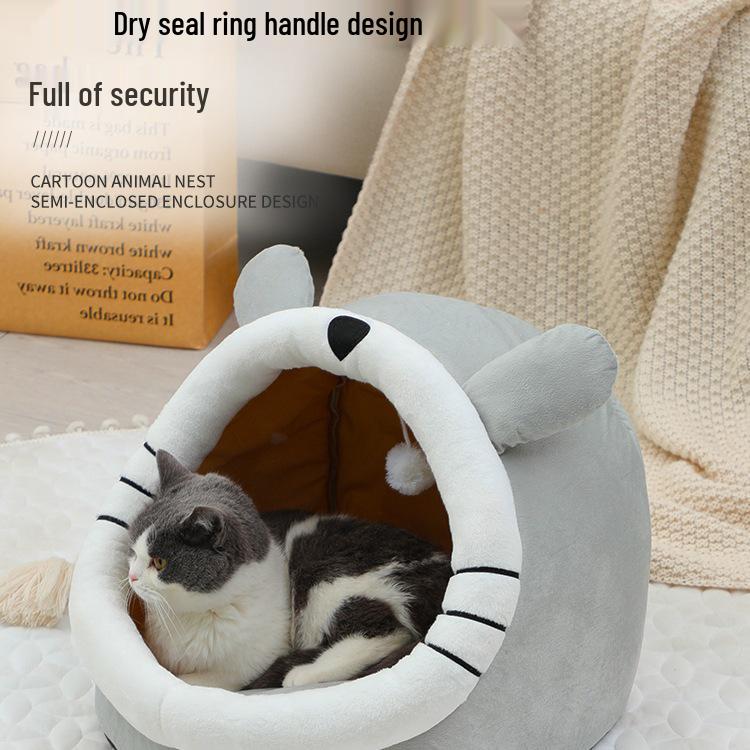 

Универсальное гнездо для питомца: Уютная полузакрытая кровать для кошек и маленьких собак - Комфорт во все сезоны S + Matching Cushion [Cat 5 lbs, Dog 3 lbs]