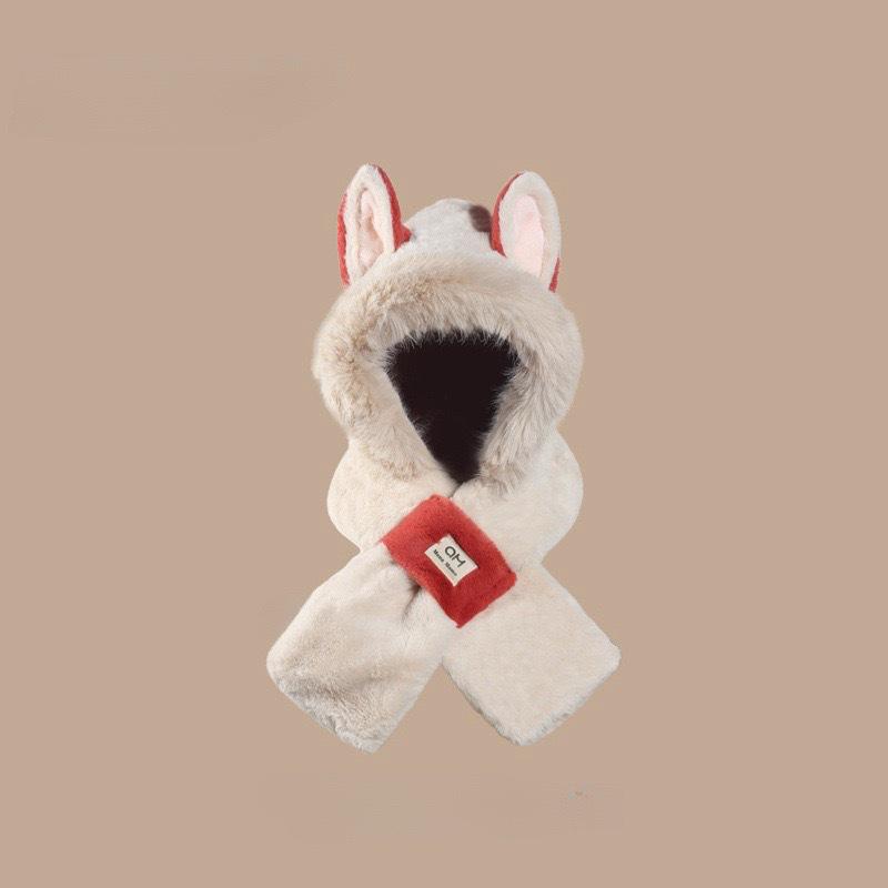 

Жіноча зимова плюшева шапка з милими лисячими вушками - Товста, тепла, інтегрований шарф і рукавиці, вітрозахисна шапка-вушанка