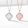 925 Sterling Silver Four-Leaf Clover Necklace Women'S 18K Rose Gold Hollow Pendant Lucky Grass Collarbone Chain
