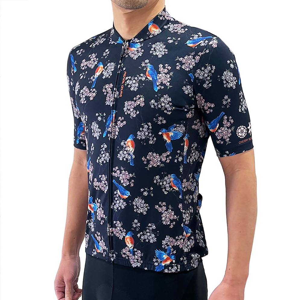 

Pearl Izumi Men s Printed Cycling Jersey with Cherry Blossom and Blue Sky Design