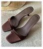 2025 Women's Summer New Square Toe Simple Solid Color Slippers Outdoor Open Toe Casual Banquet Party Women's Sandals