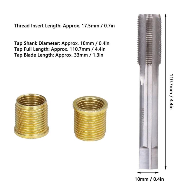 Tap And Die Set Thread Hole Repair Tool GasolinesEngine Metal M14 Insert 13 Pack