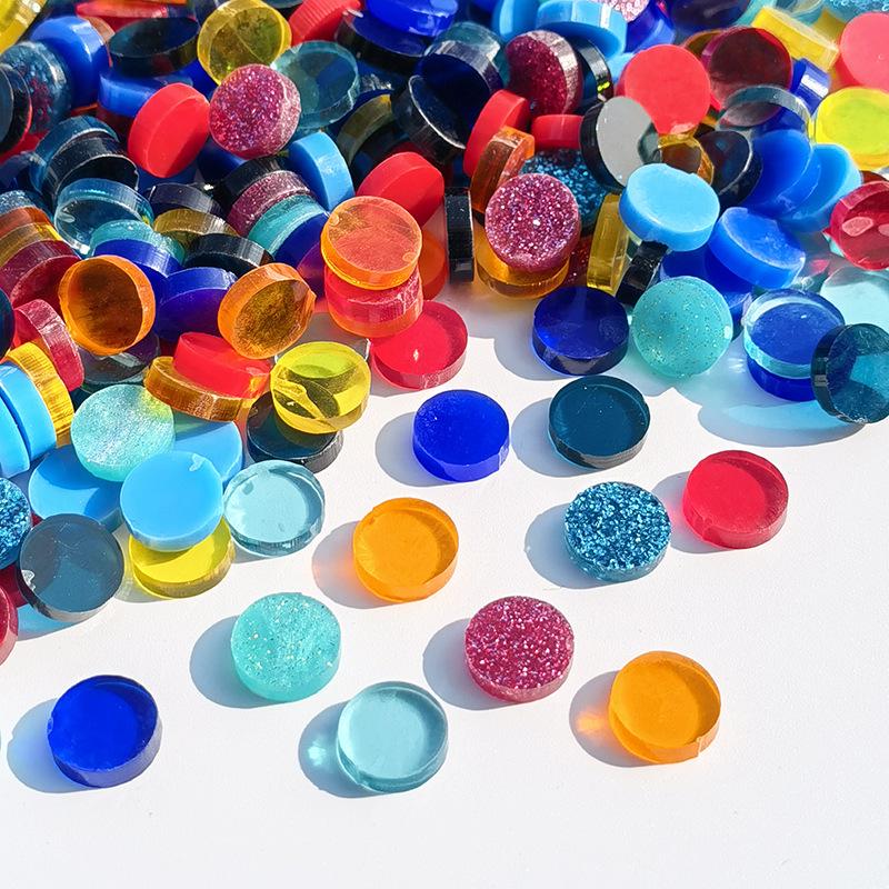 200g Bunte Runde Acryl-Mosaiksteine für DIY-Kunstprojekte