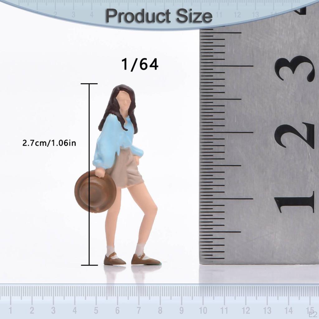 1:64 Girl Model Shirt Figure Diorama Scenery Stimulated Photo Prop 3D Character with Long Hair