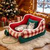 Soft Velvet Christmas Sled Dog Bed Warm Plush Winter Warm Dog Nest Pet Cat Cushion  Bedroom