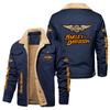 Mens Winter Fleece Lined Cotton Jacket Slim Fit Stand Collar Sport Coat With Graphic Prints European Size