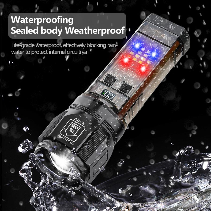 LED Flashlight Portable Flashlight Rechargeable Work Light Camping Bag Light Dual Light Source Lighting Lantern Outdoor Torch