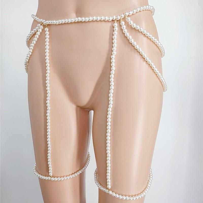 Waist Chain European and American Supply Factory Straight Hair Wild Pearl Multi-layer Waist Chain Thigh Chain