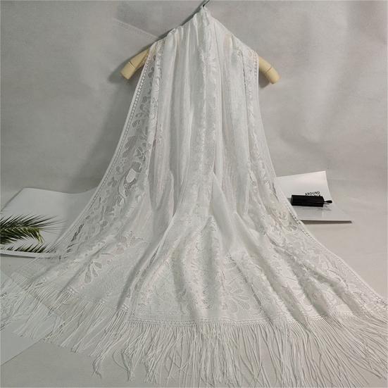 Ethnic Style Tassel Extra Long Jacquard Women Scarf Hollow Lace Cheongsam Shawl Female Accessories