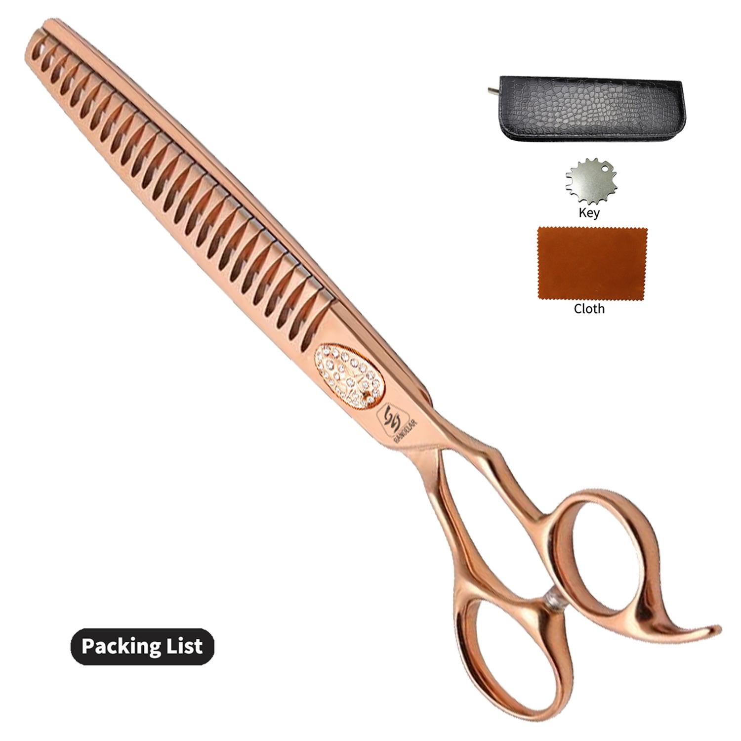 

Sangelar 7,5-дюймовые профессиональные ножницы для стрижки домашних животных, прямые ножницы для стрижки домашних животных для стрижки собак, кошек, густых волос, нержавеющая сталь 440C Chunker золотой