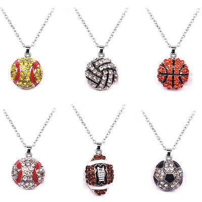BLUELANS KAKLROTA Brīnišķīga futbola kulonu kaklarota Rotaslietas Rhinestone Basketbols Unisex regbija ķēde sievietēm dāvana