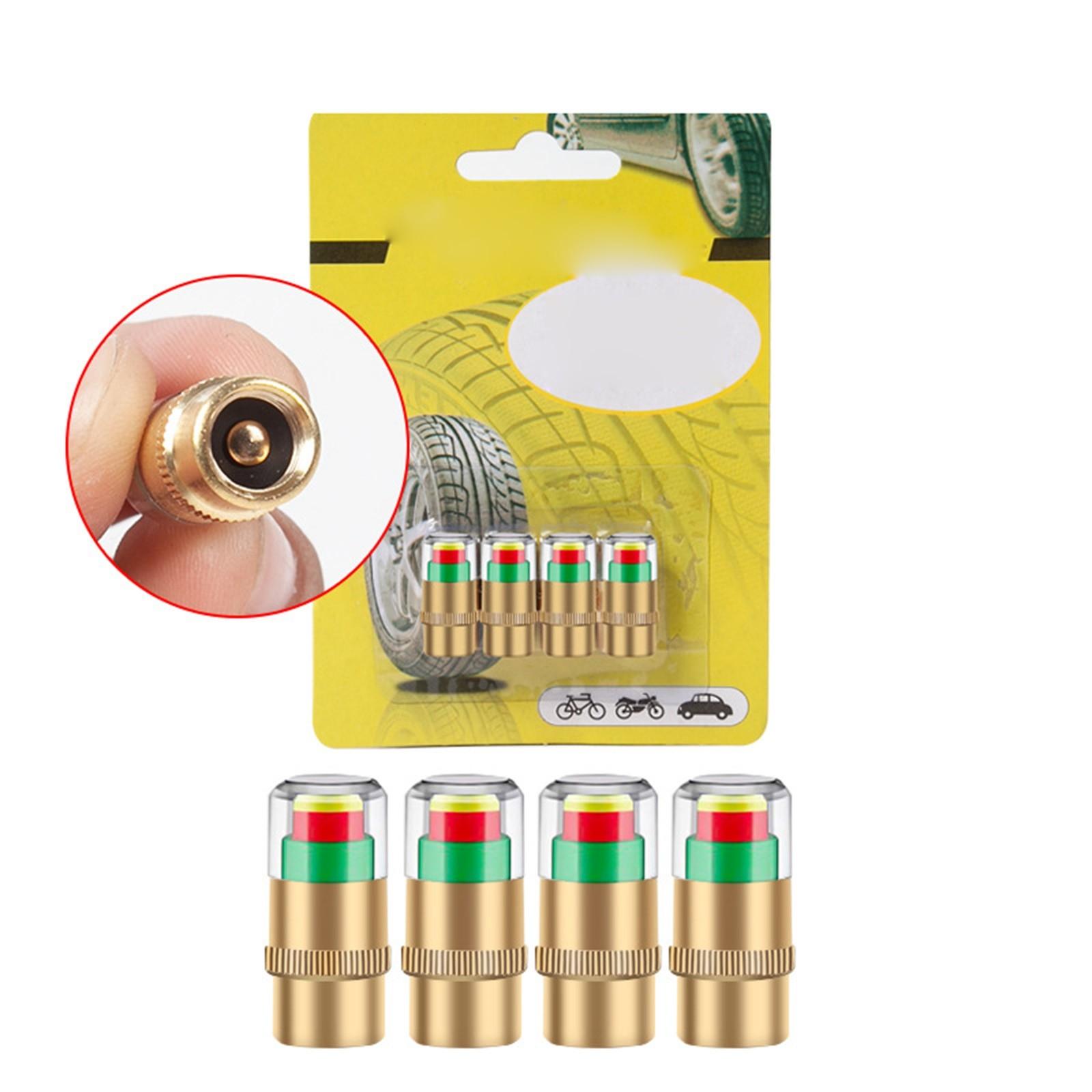 

4 шт. Колпачки-индикаторы давления в шинах, 2,4 бар 36 фунтов на кв. дюйм, Индикаторы давления в шинах автомобиля с 3-цветным визуальным оповещением, Универсальные колпачки для ниппелей для автомобилей One Size