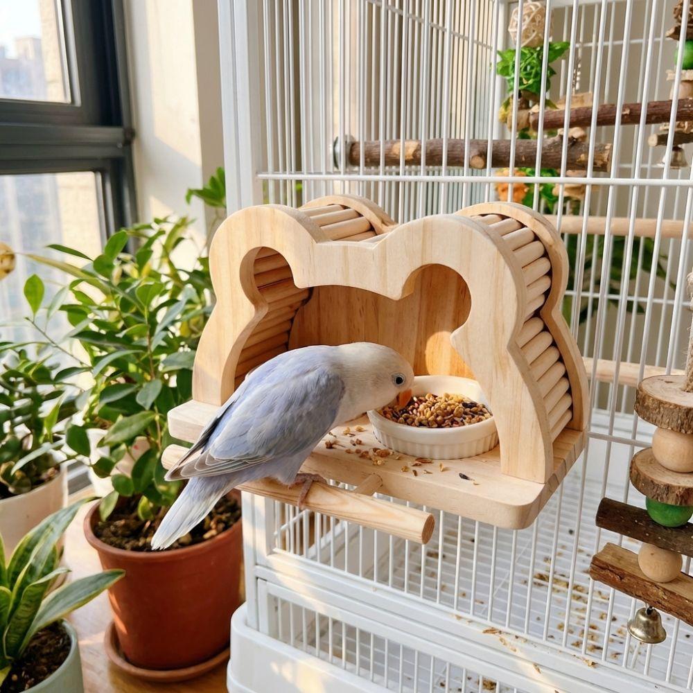 Large Capacity Wooden Bird Nest House Bite Resistant Bird Perch Bird Feeding Station  Aviary Use