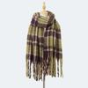 Autumn and winter new mohair plaid scarf women's thickened high-end imitation cashmere scarf atmosphere warm scarf