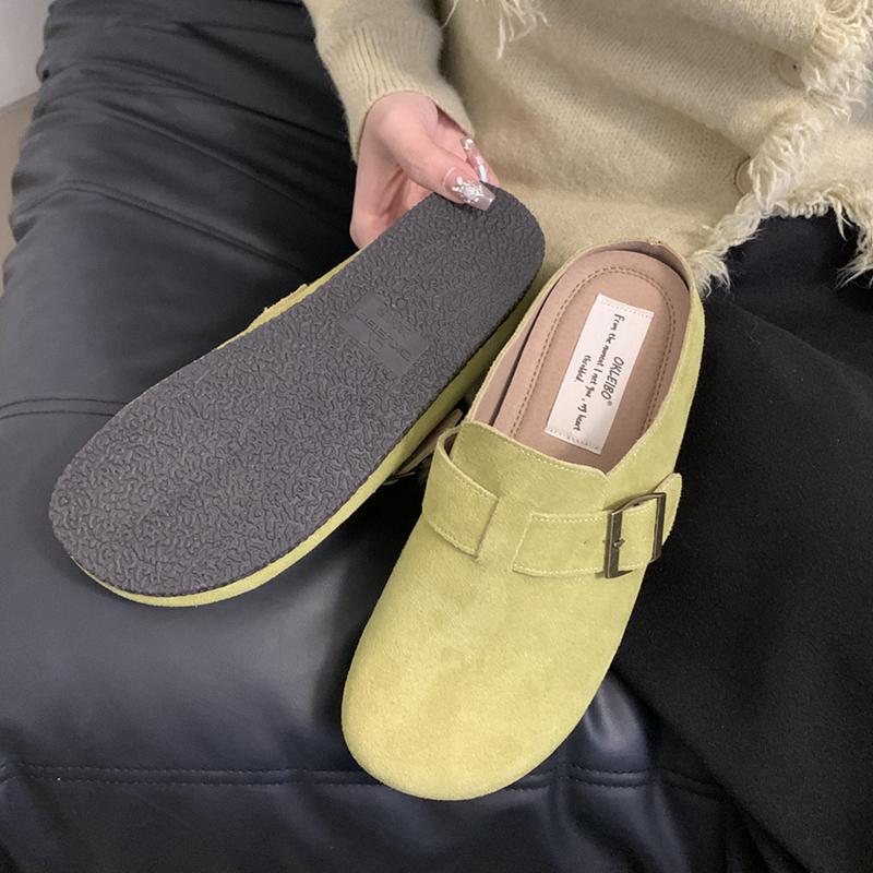 Fashion SUOJIALUN 2024 Spring New Brand Women Slipper Shoes Round Toe Slip On Mules Shoes Fashion Flat Heel Casual Flat Slides Shoes