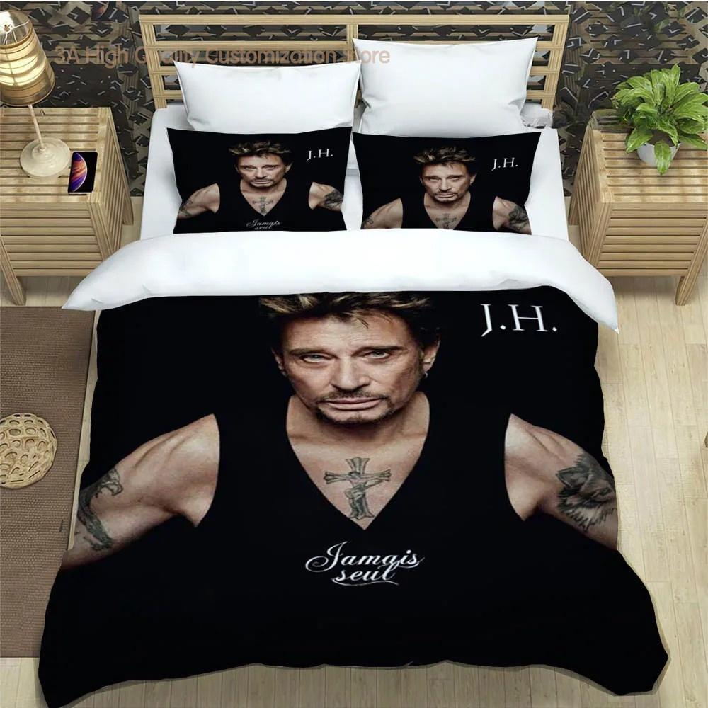 Rockstjärnan Johnny Hallyday Sängkläder utsökt sängkläder set påslakan sängtäcke set sängkläder set lyxig födelsedagspresent