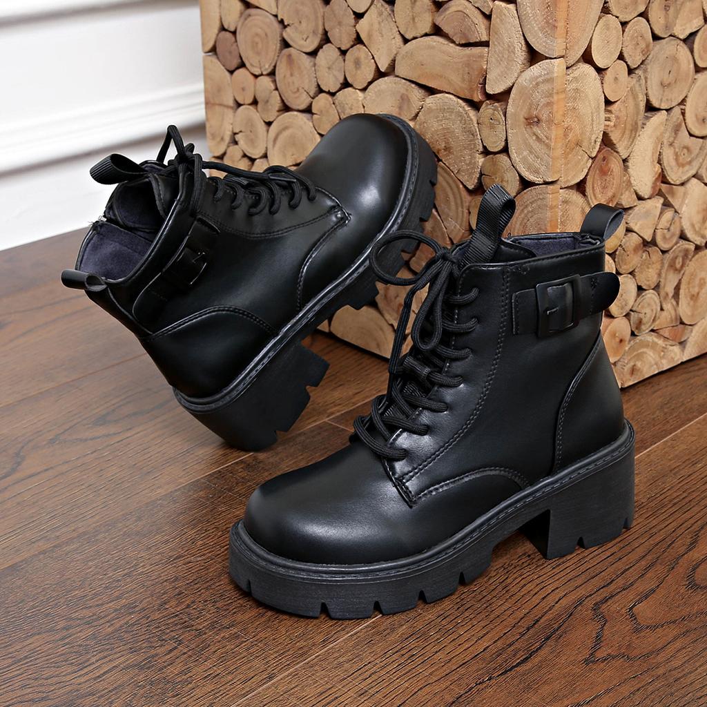 Thick-soled British Martin boots women's 2025 autumn and winter new heightening fashion versatile small side zipper short boots