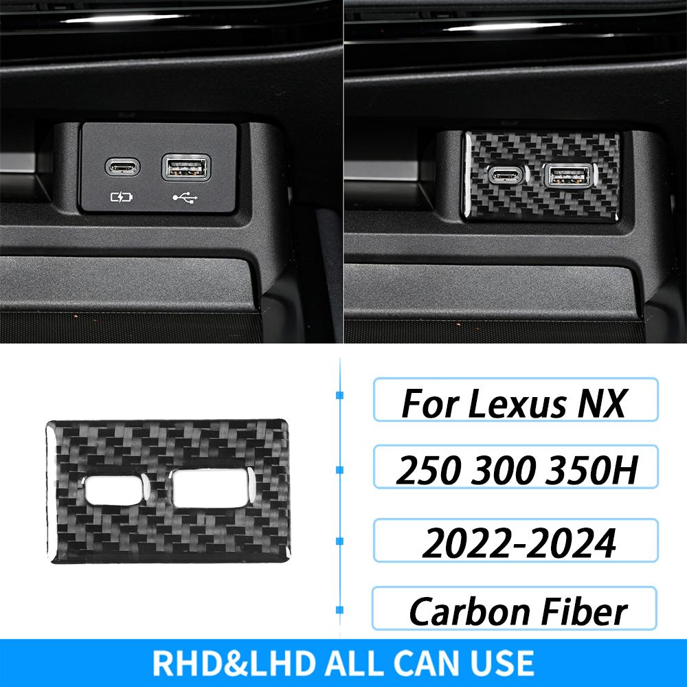 For Lexus NX 250 300 350H 2022-2024 Carbon Fiber Gear Shift Knob Both Side Panel Trim Cover Car Interior Accessories Sticker