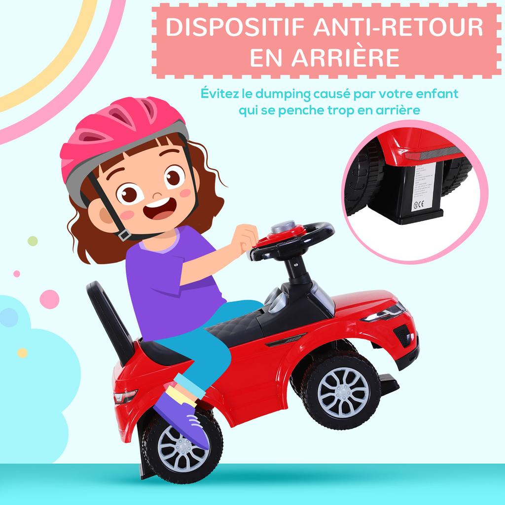 3-in-1 Ride On Car Foot To Floor Slider Toddler W/ Horn Steering Wheel NO POWER Manual Under Seat Storage Safe Design for 1-3 Year Old Red