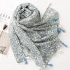Retro Fringed Scarf Flower Print Yarn Shawl Fashion Travel Beach Towel  Women's Accessory